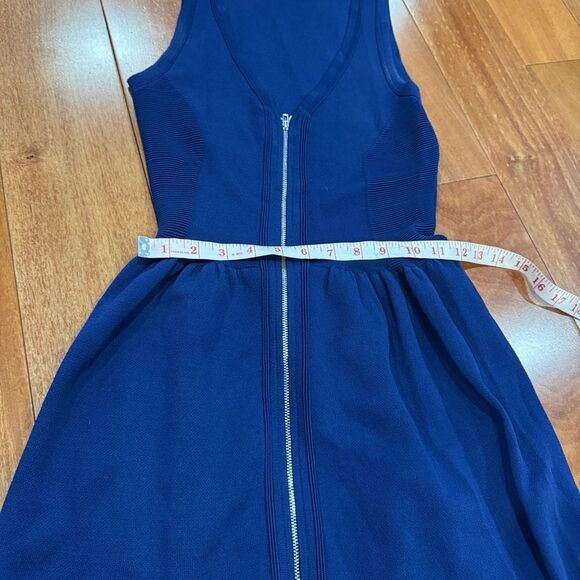 Sandro Paris Savage Blue Sleeveless Knit Stretch Fit & Flare Zip-Front Dress 1 - Picture 11 of 12